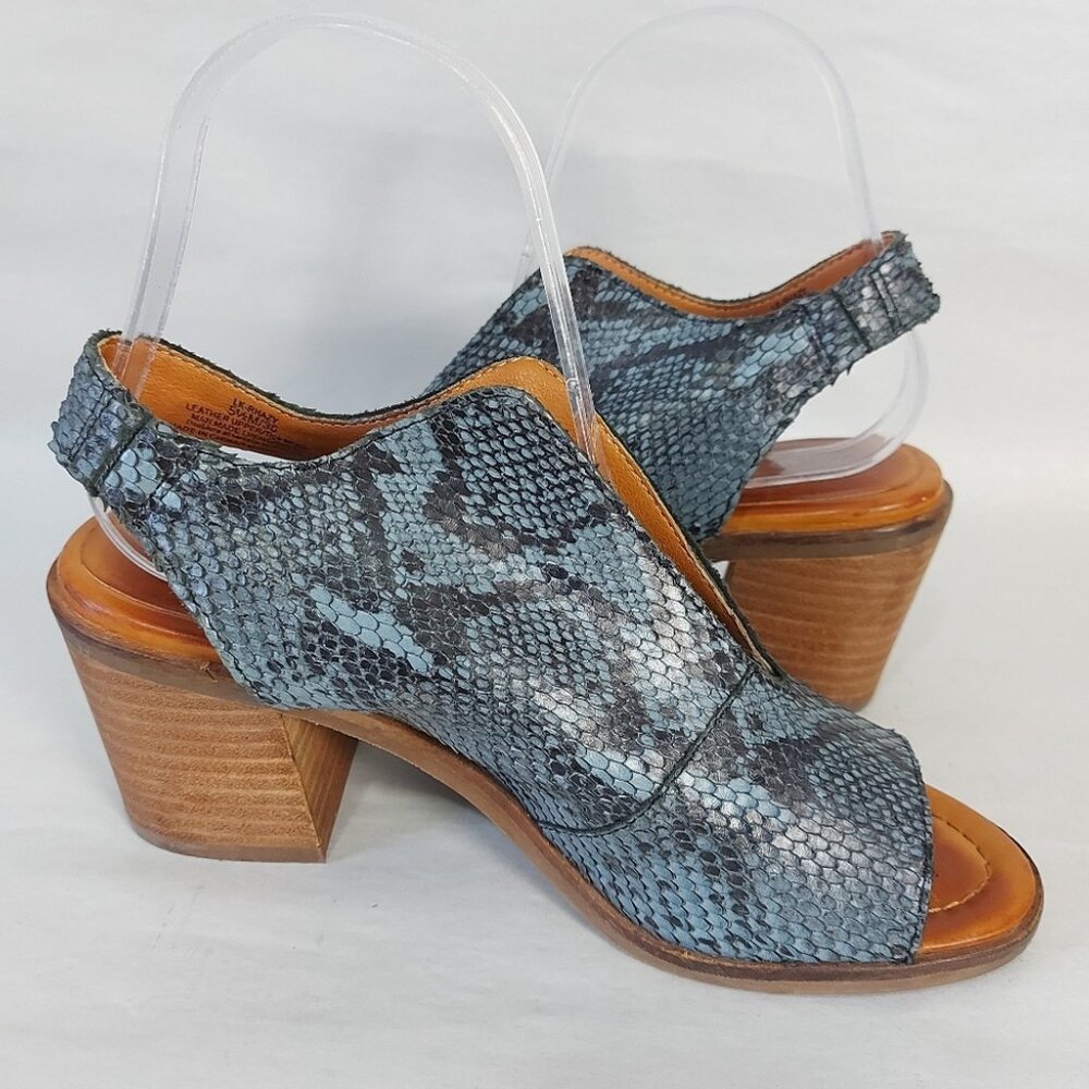 Lucky Brand Peep Toe Stacked Block Heel Rhazy Slingback Sandals 5.5 M Snakeskin - Picture 7 of 11